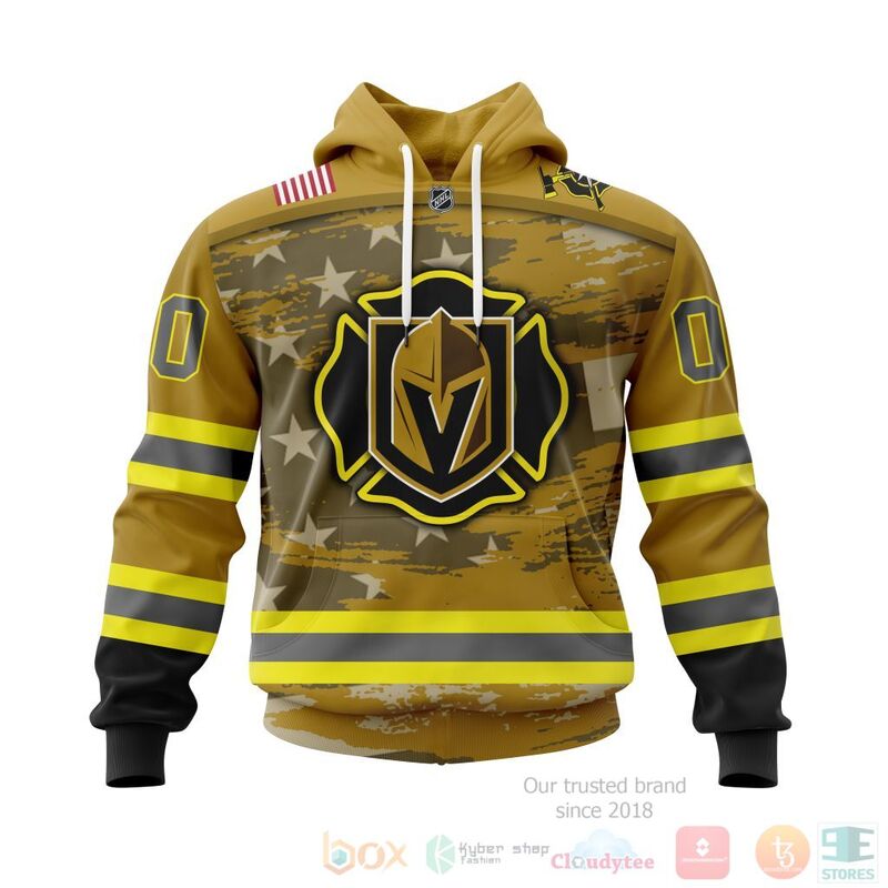 TOP NHL Vegas Golden Knights Honnor Firefighter Yellow All Over Print Custom 3D Hoodie, Shirt 14