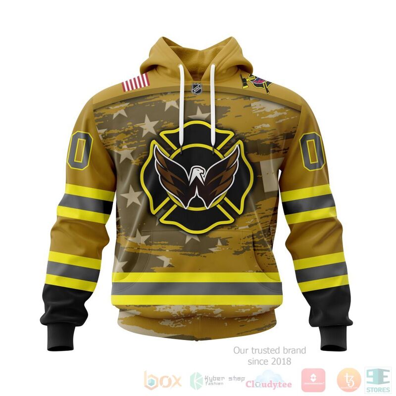 TOP NHL Washington Capitals Honnor Firefighter Yellow All Over Print Custom 3D Hoodie, Shirt 15