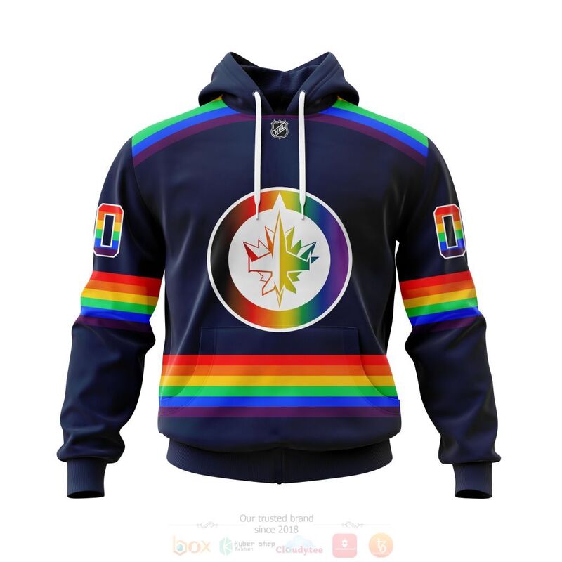 TOP NHL Winnipeg Jets LGBT Pride Navy Color Personalized Custom 3D T-Shirt, Hoodie 7