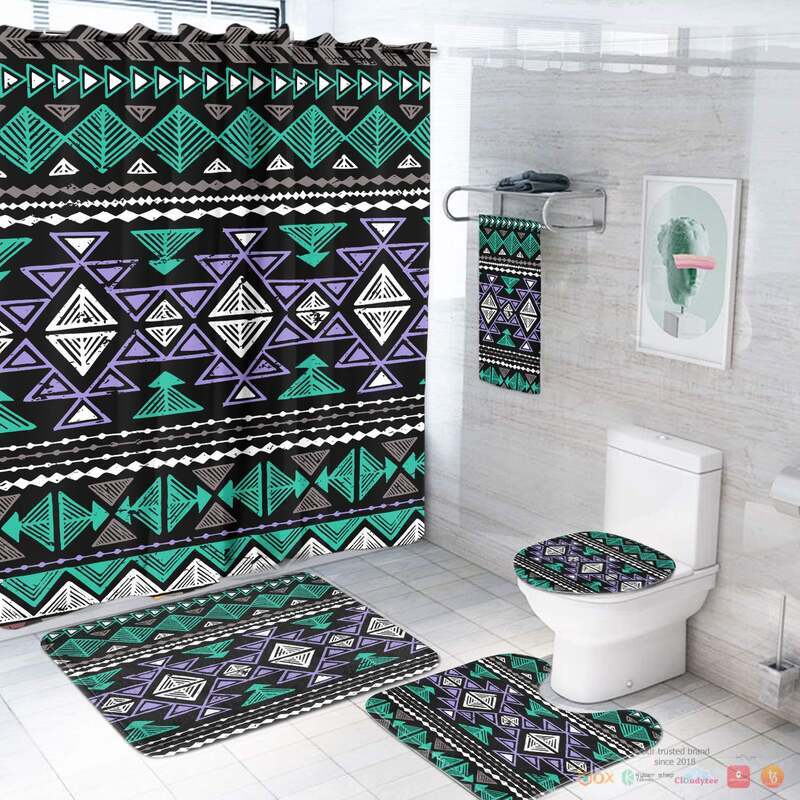 NEW Neon Color Tribal Native American Shower Curtain Set 3