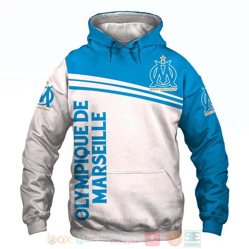 BEST Olympique de Marseille white blue All Over Print 3D shirt, hoodie 65