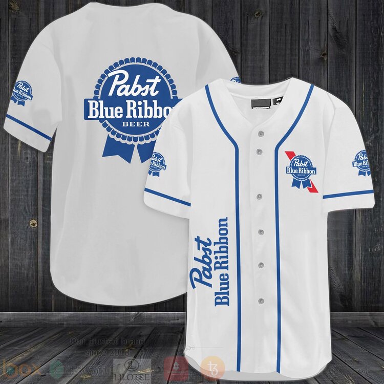 TOP Pabst Blue Ribbon Beer White AOP Baseball Jersey 3