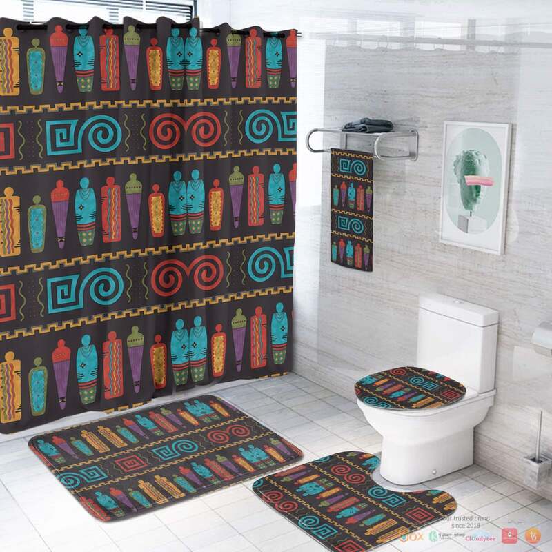 NEW Pattern Girl Native Native American Shower Curtain Set 2