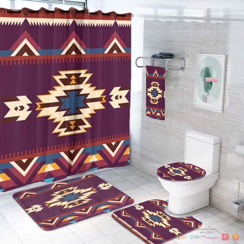 NEW Pattern Native American Shower Curtain Set 2