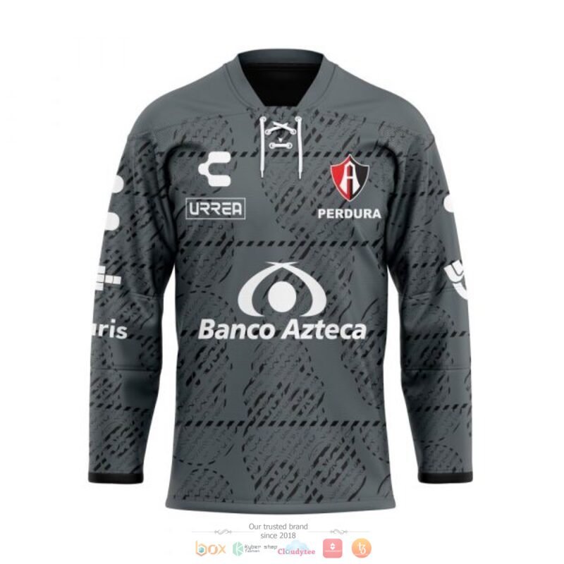 HOT Liga MX Atlas Club Banco Azteca grey Personalized hockey jersey 5