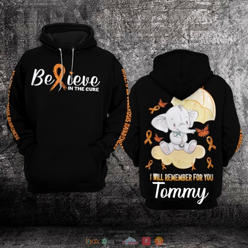 BEST Personalized Elephant Believe in the cure Multiple Sclerosis Awareness custom all over print 3D hoodie 2