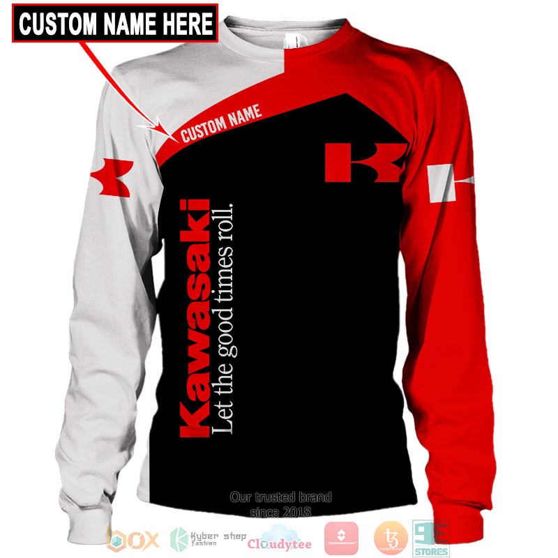 HOT Kawasaki Let's the good time roll Custom name full printed shirt, hoodie 27