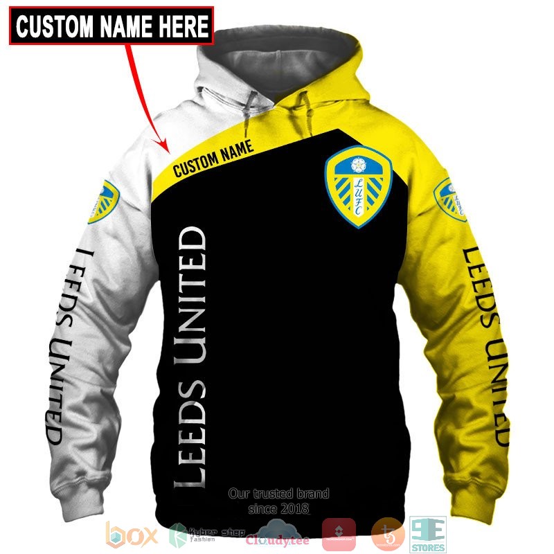 HOT Leeds United Yellow Custom name full printed shirt, hoodie 50