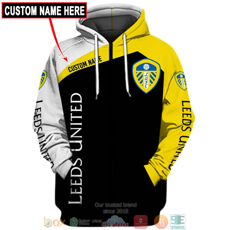 HOT Leeds United Yellow Custom name full printed shirt, hoodie 3