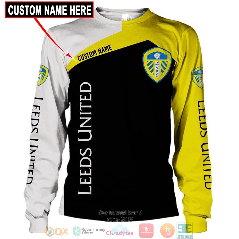 HOT Leeds United Yellow Custom name full printed shirt, hoodie 16