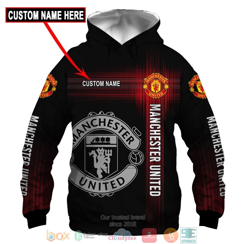 HOT Manchester United Black Custom name full printed shirt, hoodie 36