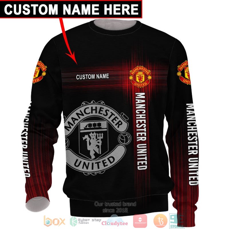 HOT Manchester United Black Custom name full printed shirt, hoodie 39