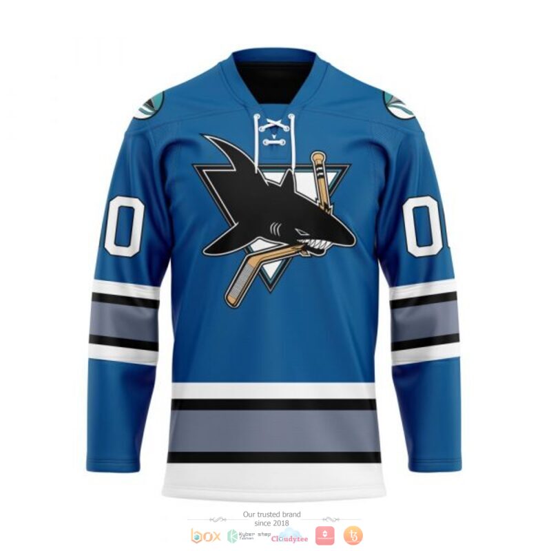 HOT NHL San Jose Sharks blue Personalized Hockey Jersey 4