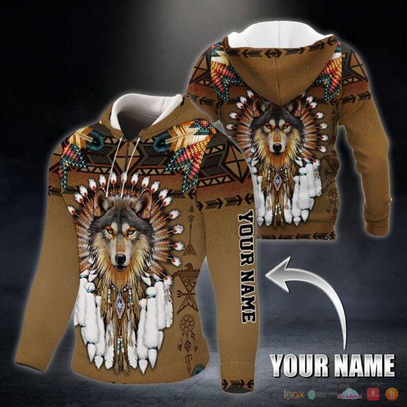 Personalized Native Wolf American 3d over printed hoodie 6