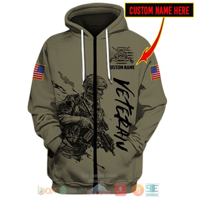 HOT Veteran American flag Custom name full printed shirt, hoodie 3