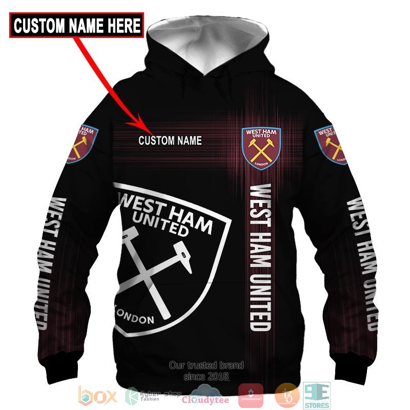 HOT West Ham Black Custom name full printed shirt, hoodie 1