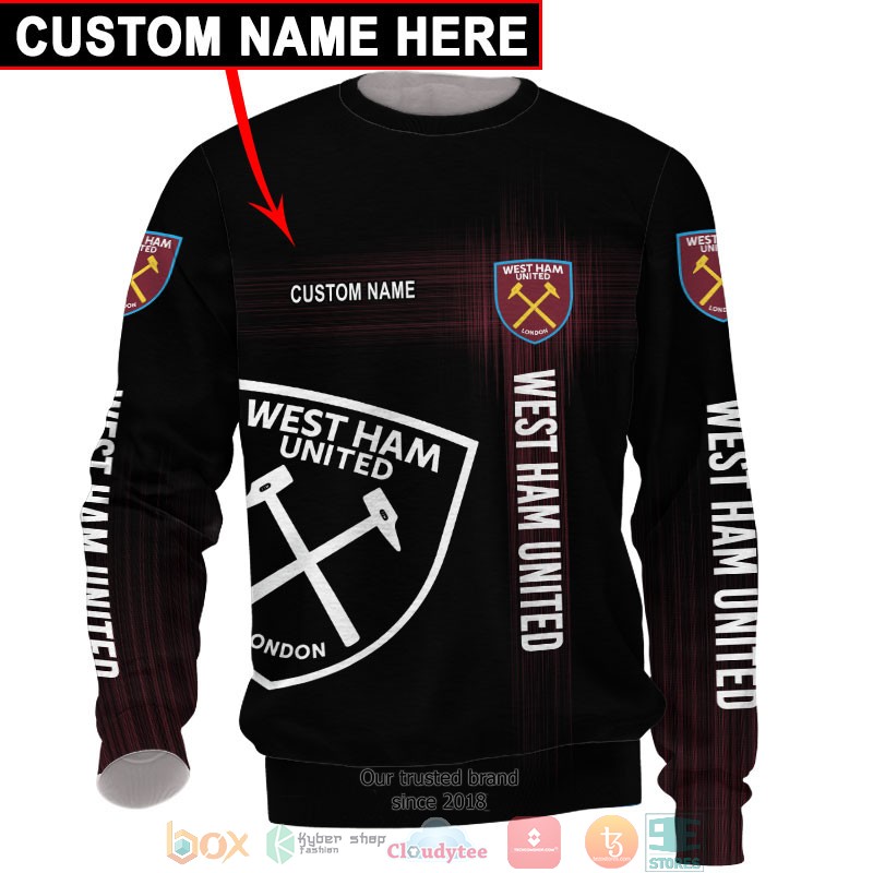 HOT West Ham Black Custom name full printed shirt, hoodie 4