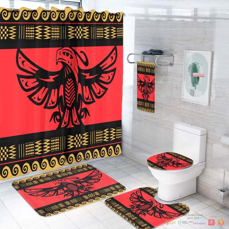 NEW Red Phoenix Native American Shower Curtain Set 2
