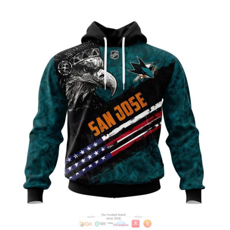 BEST San Jose Sharks Eagle American flag all over print 3D shirt, hoodie 19