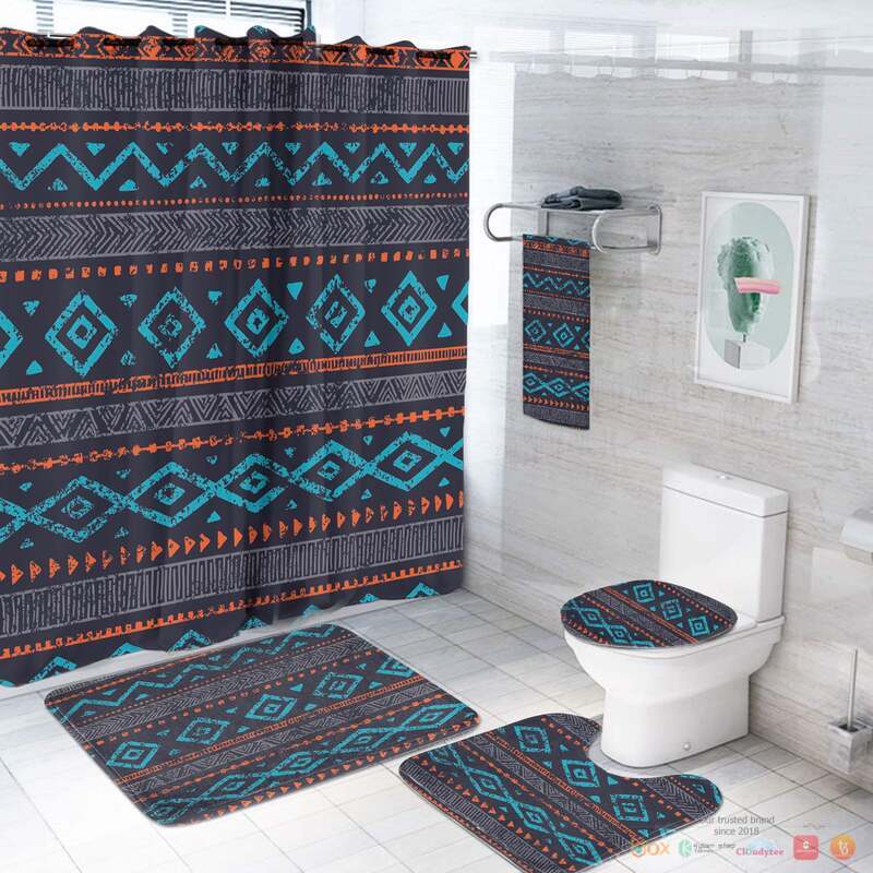 NEW Seamless Ethnic Ornaments Native American Shower Curtain set 3