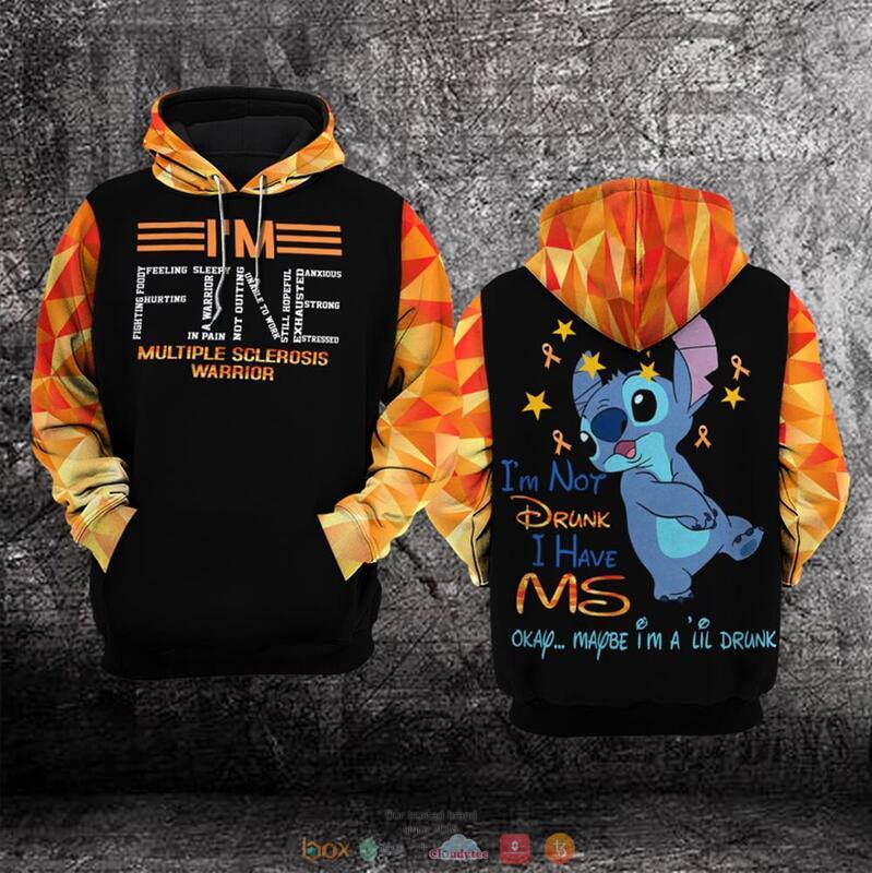 BEST Stitch I'm fine Multiple Sclerosis Awareness all over print 3D hoodie 2