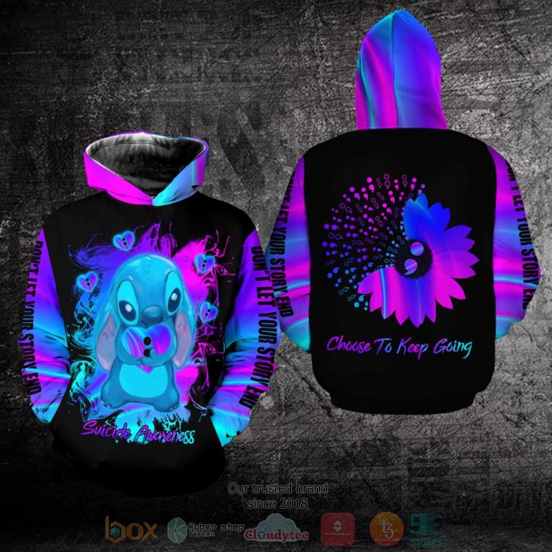 BEST Stitch Suicide Awareness Choose to keep going Full Print 3D hoodie 12
