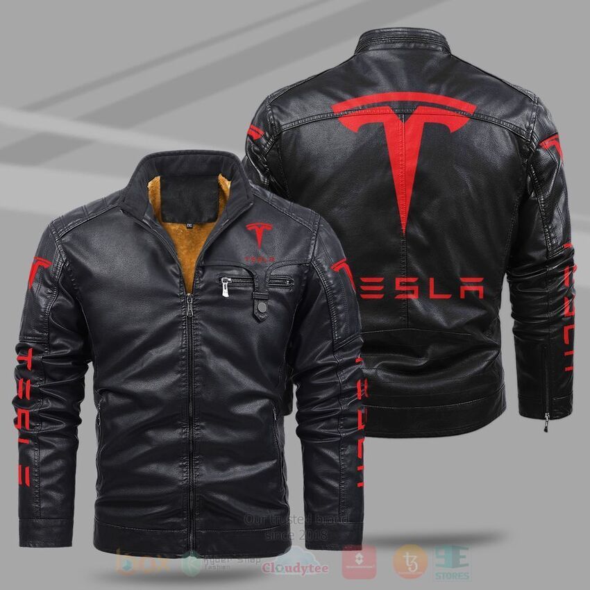 TOP Tesla Motors Fleece 2D Leather Pu Jacket 9