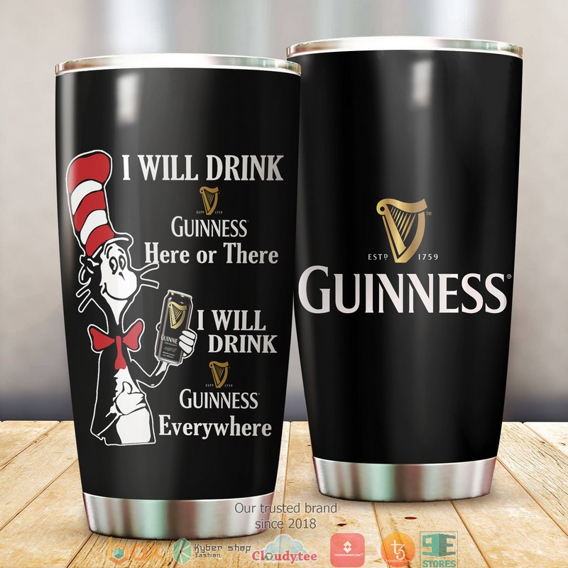 HOT Here or There I will drink Guinness The Cat in the Hat Tumbler 3