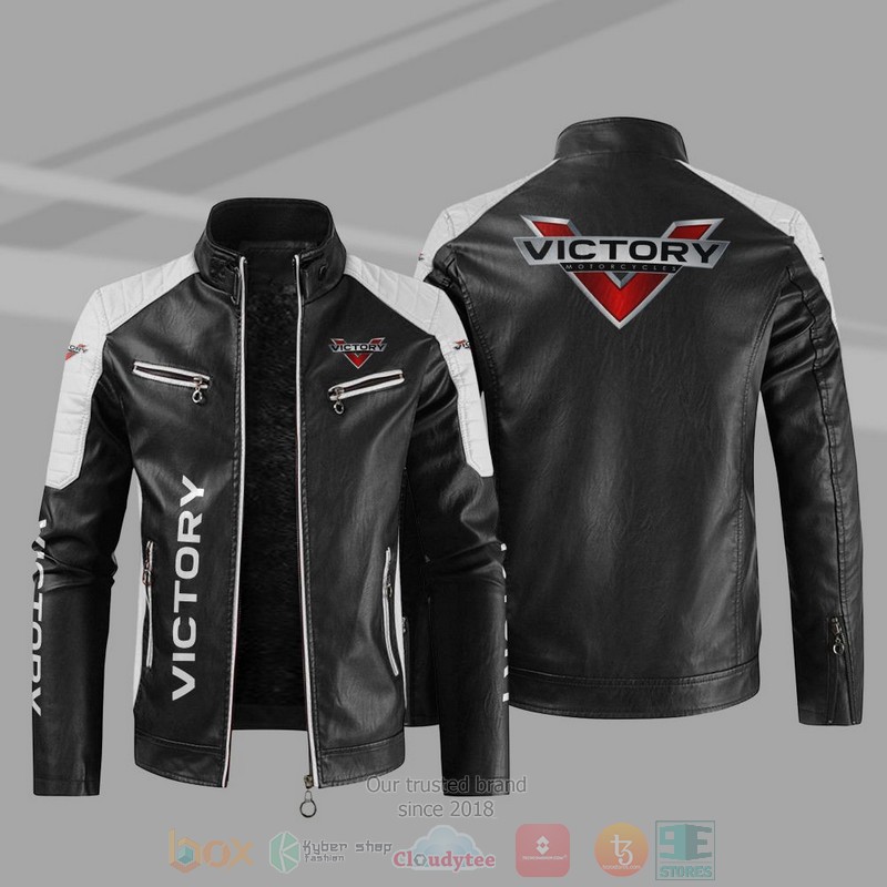 BEST Victory Motorcycles Block PU Leather Jacket 10