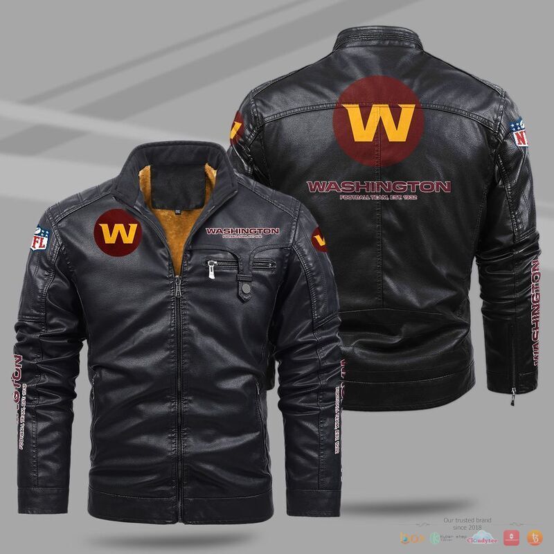 BEST Washington Commanders NFL Fleece Trend Leather jacket 9
