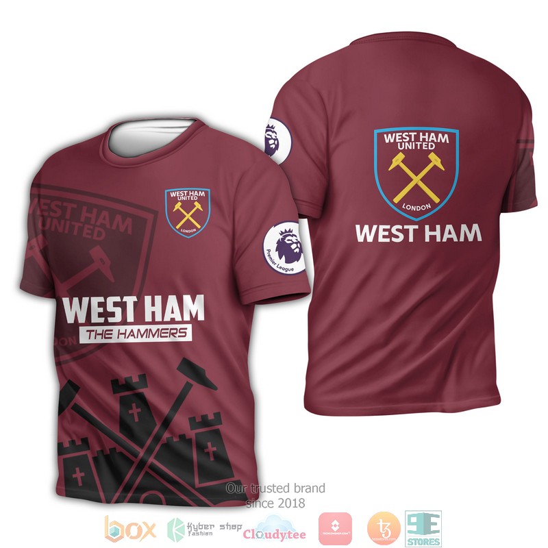 NEW West Ham The Hammers full printed shirt, hoodie 30