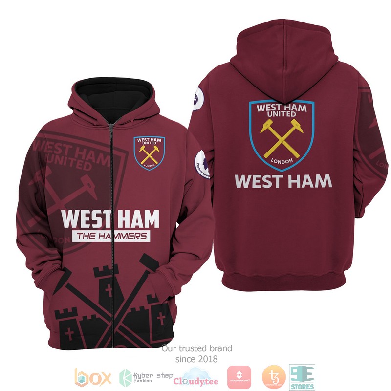 NEW West Ham The Hammers full printed shirt, hoodie 13