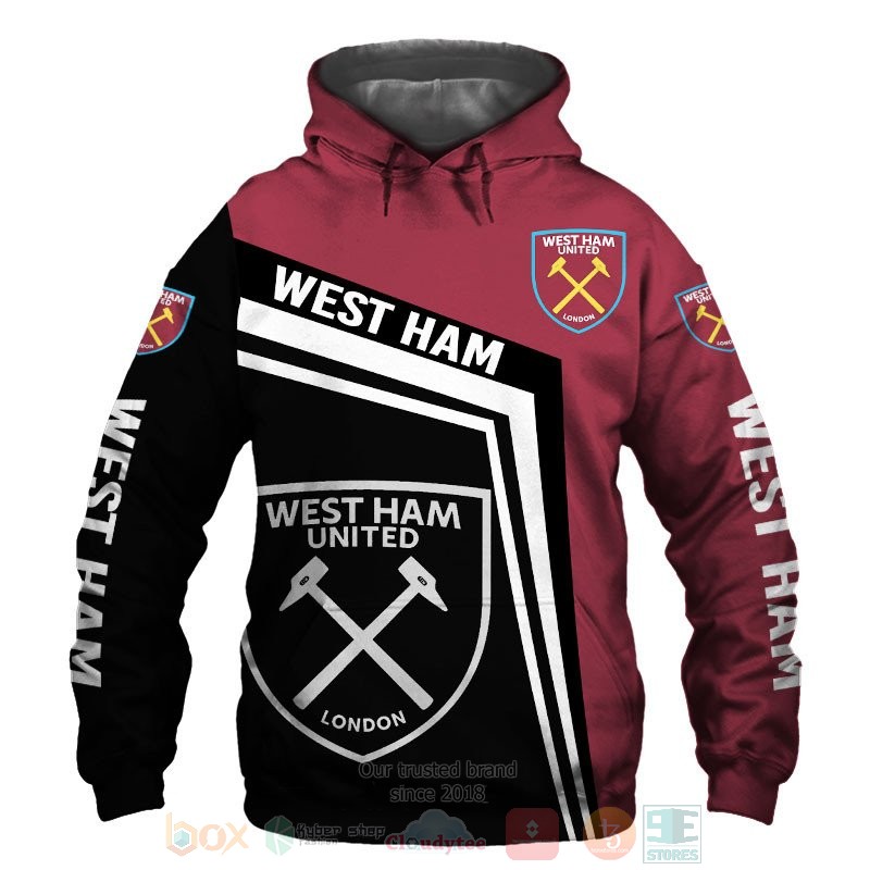 BEST West Ham United dark red black All Over Print 3D shirt, hoodie 48