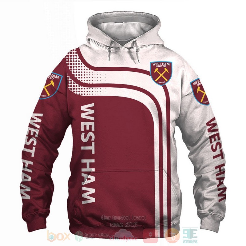 BEST West Ham United white red All Over Print 3D shirt, hoodie 48
