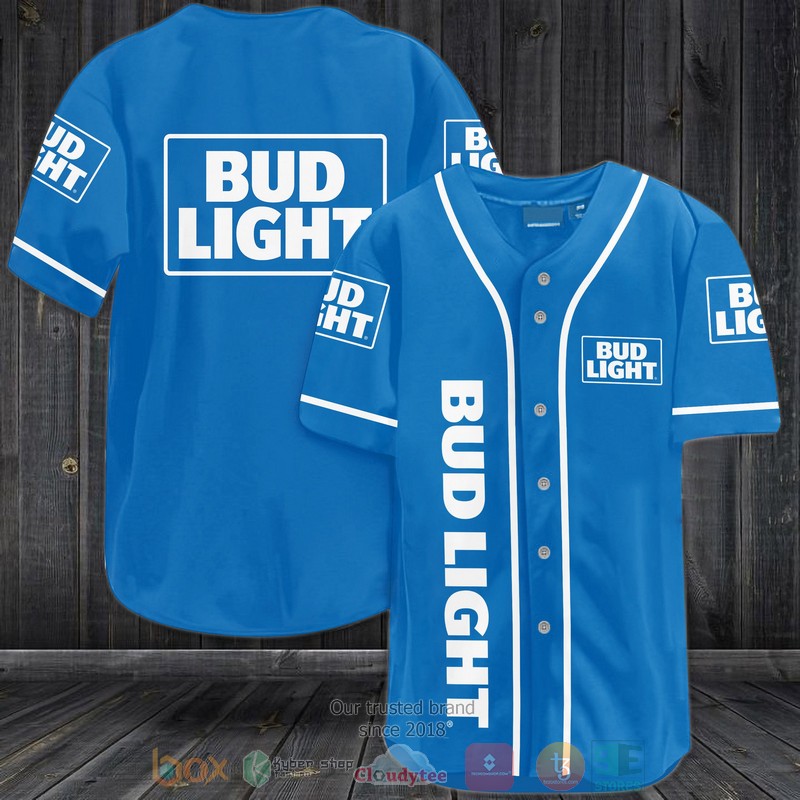NEW Bud Light blue white Baseball shirt 2