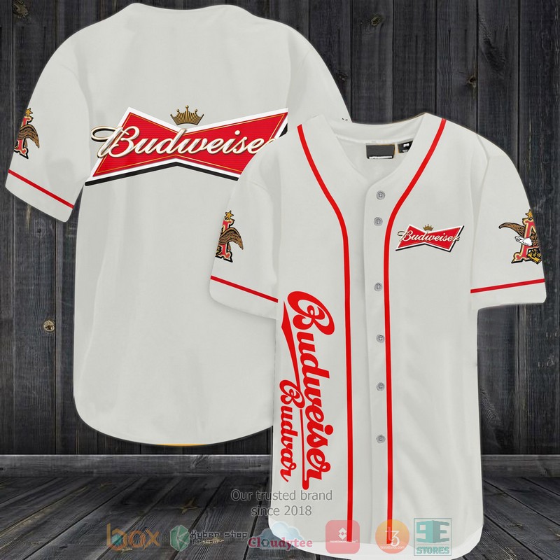 NEW Budweiser Budvar white Baseball shirt 3