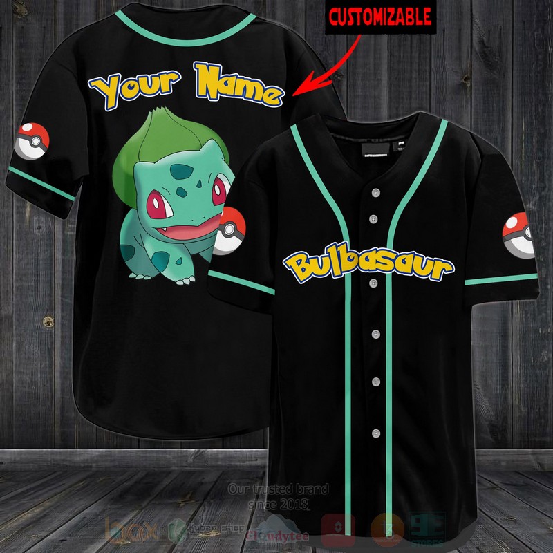 TOP Bulbasaur Pokemon Custom Name Baseball-Shirt 1