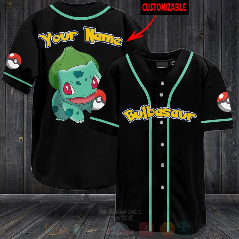 TOP Bulbasaur Pokemon Custom Name Baseball-Shirt 2