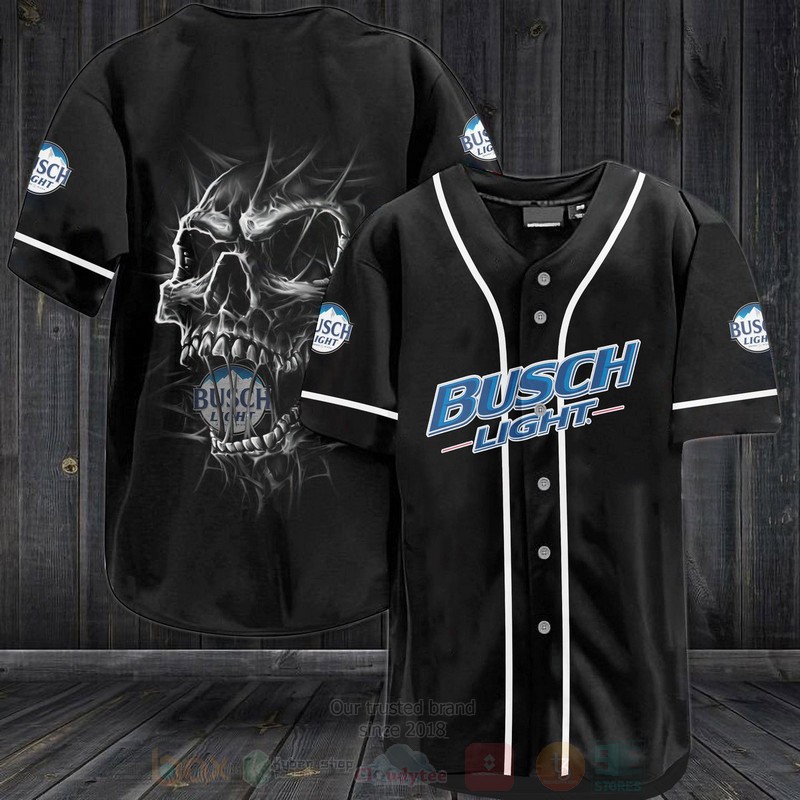 TOP Busch Light Skull AOP Baseball Jersey Shirt 3