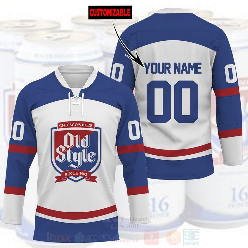 TOP Chicago Beer Old Style Personalized Hockey Jersey T-Shirt 1