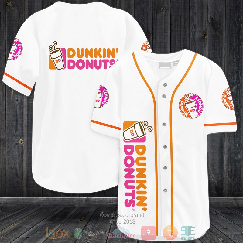 NEW Dunkin' Donuts white orange Baseball shirt 3