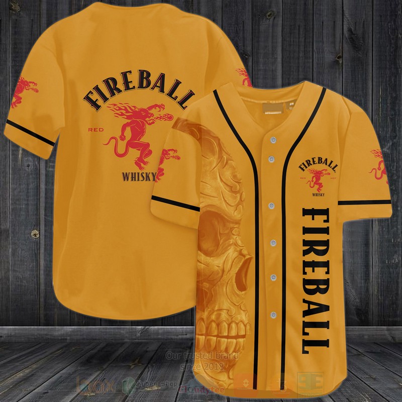 TOP Fireball Cinnamon Whisky Skull AOP Baseball Jersey Shirt 3