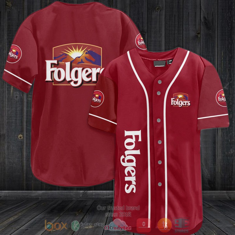 NEW Folgers Coffee red Baseball shirt 3