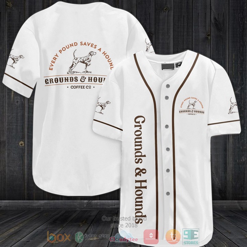 NEW Grounds & Hounds Coffee Co white Baseball shirt 3