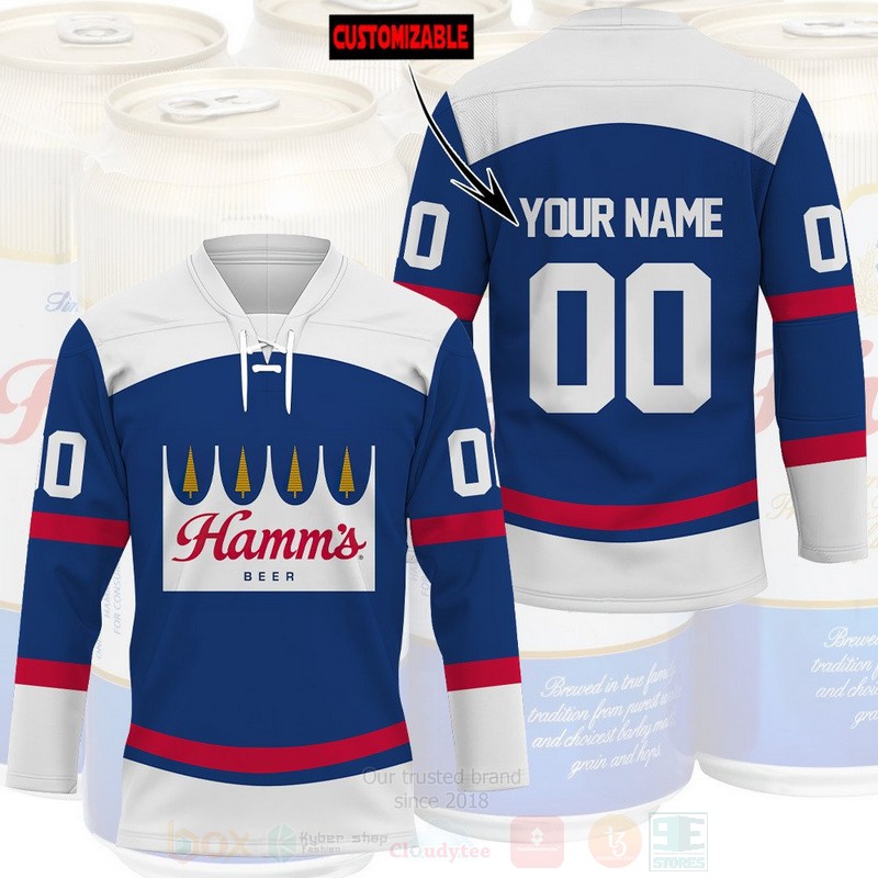 TOP Hamms Beer Personalized Hockey Jersey T-Shirt 1