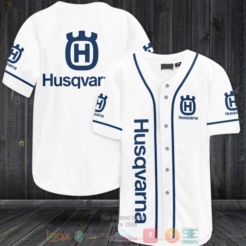 NEW Husqvarna white blue Baseball shirt 3
