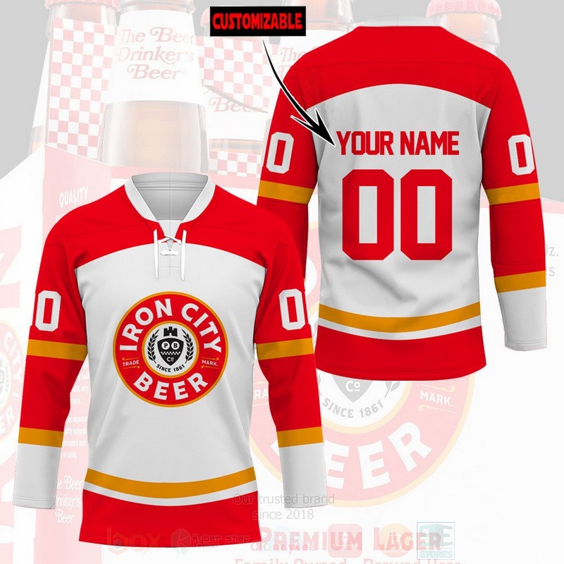 TOP Iron City Beer Personalized Hockey Jersey T-Shirt 3