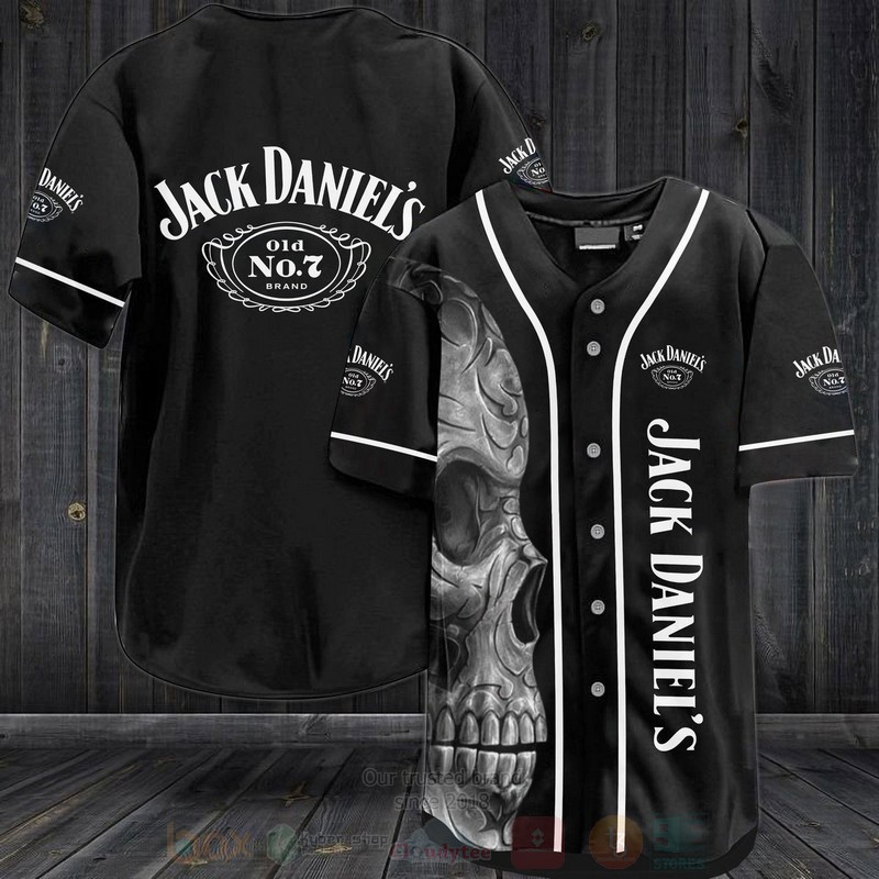 TOP Jack Daniels Skull AOP Baseball Jersey Shirt 2