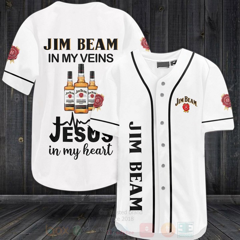 TOP Jim Beam In My Veins Jesus Is My Heart AOP Baseball Jersey Shirt 3