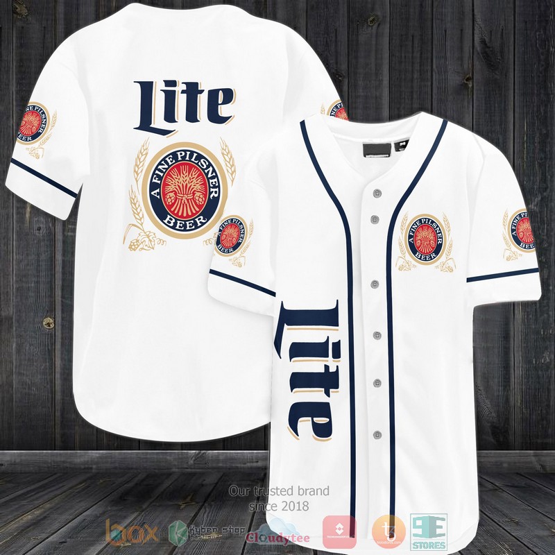 NEW Lite A Fine Pilsner Beer white blue Baseball shirt 3